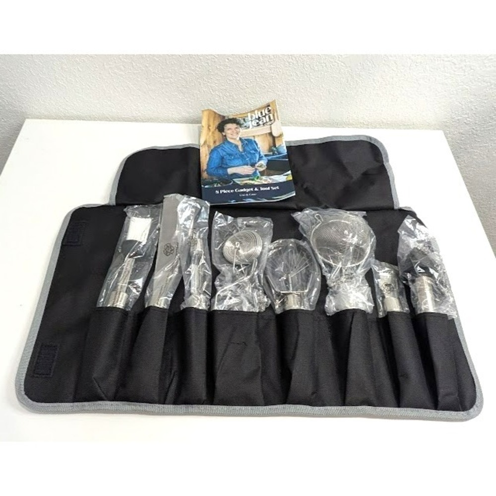 Blue Jean Chef Kitchen Tool and Gadget Set 8 Pieces with Storage Pouch  -‎ NEW